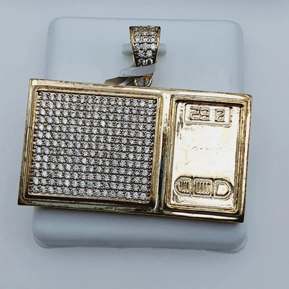 - "14K Gold Plated Cubic Zircon Pendant, EVBRS655 - Picture 2 of 11